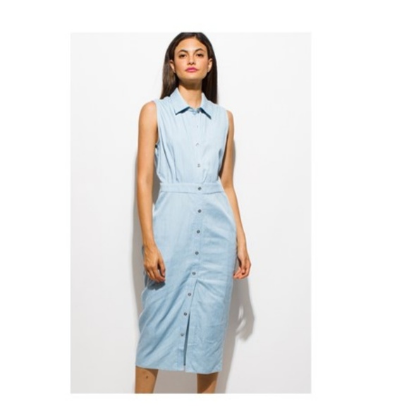 denim midi dress sleeveless